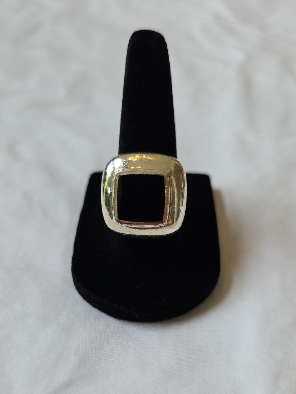 Sterling Silver Black Onyx Square Signet Ring Size 7.75